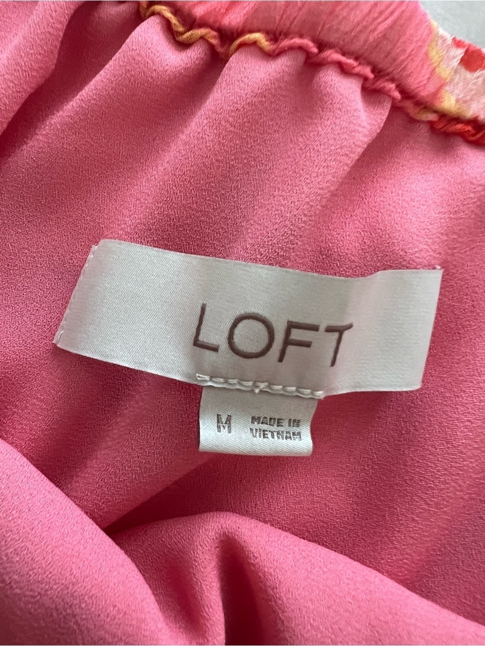 LOFT Coral Pink Floral One-Shoulder Tie-Shoulder Top size M - Picture 4 of 10